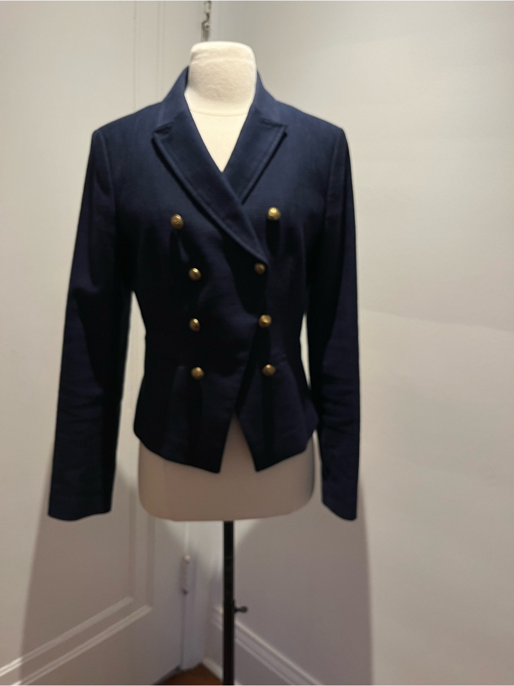 Banana Republic Navy Double-Breasted Blazer with Gold Buttons